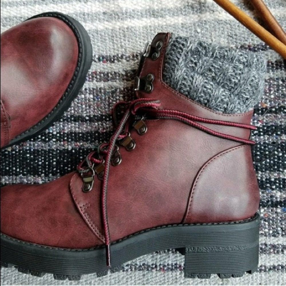 sz6.5,7 MIA Maylynn Maroon Shearling Boots - Picture 4 of 8